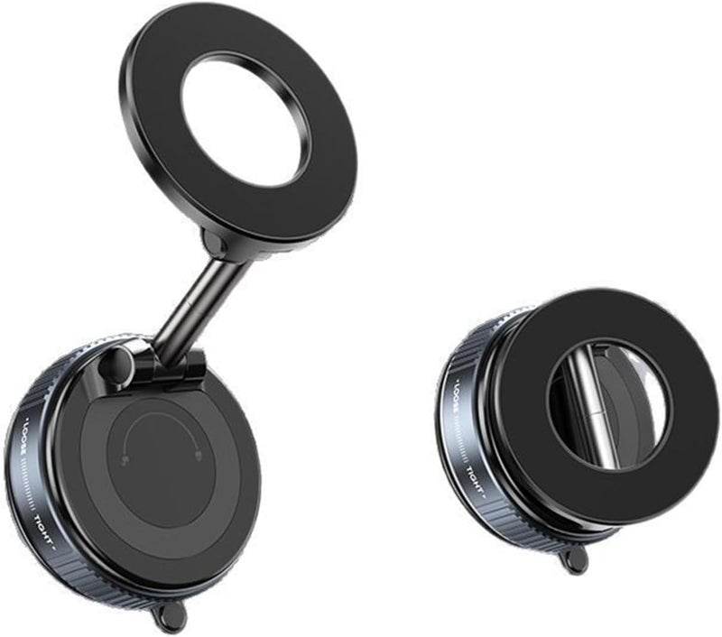 Jikasho Vacuum Magnetic Suction Phone Holder, Foldable and Retractable Hands-Free Suction Cup Phone Mount for Car/Gym/Mirror/Smooth Surface, Compatible with iPhone and Android (Space Grey) - Image 1